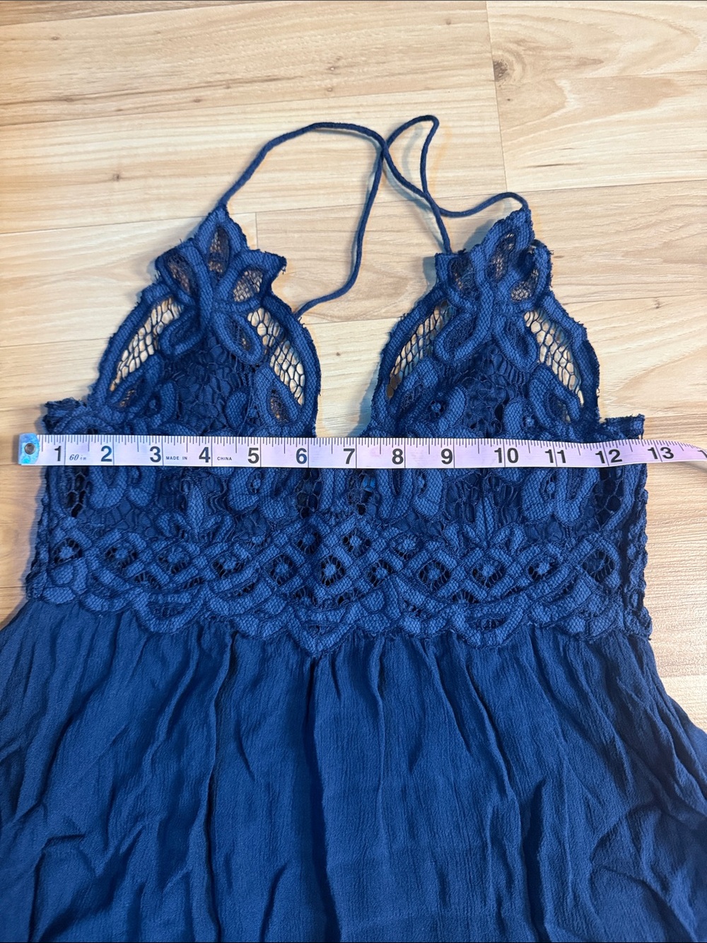 Free People Navy Blue Crochet Halter Camisole